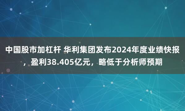 中国股市加杠杆 华利集团发布2024年度业绩快报，盈利38.405亿元，略低于分析师预期