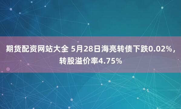 期货配资网站大全 5月28日海亮转债下跌0.02%，转股溢价率4.75%