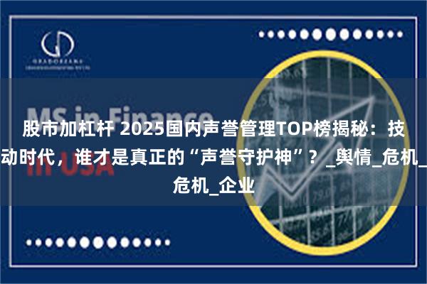 股市加杠杆 2025国内声誉管理TOP榜揭秘：技术驱动时代，谁才是真正的“声誉守护神”？_舆情_危机_企业